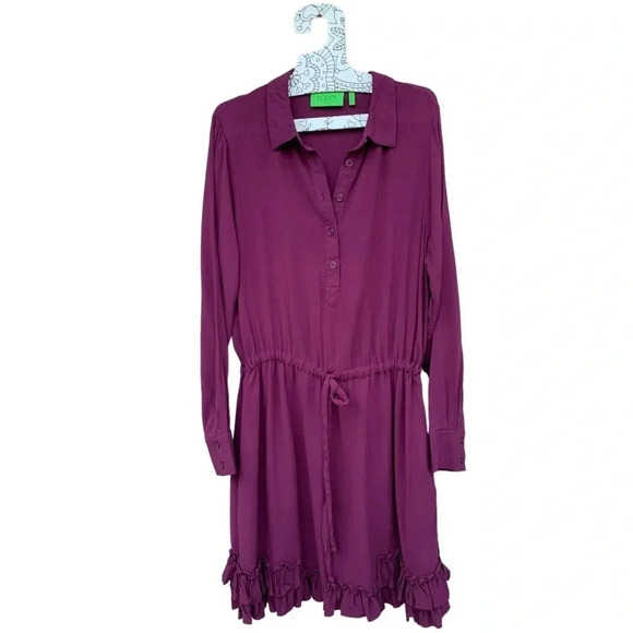 LOGO Drawstring Adjustable Waist Dress Ruffle Bottom Relaxed Fit Size M - Picture 2 of 6